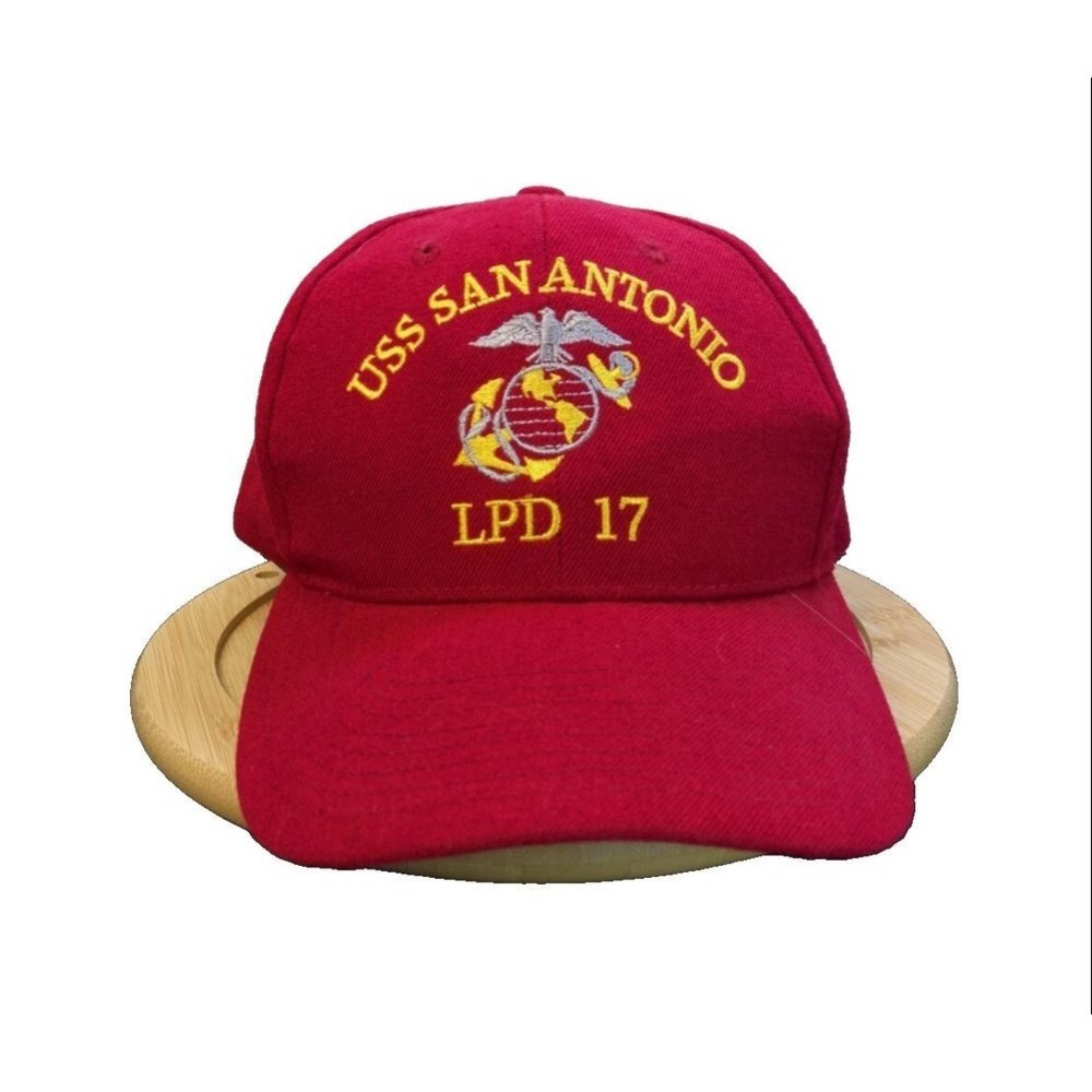 USS‎ San Antonio Baseball Cap The Corps Red Adjustable Cotton USA Made